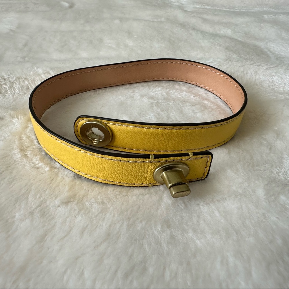 Coach Leather Double Wrap Turnlock Bracelet Yellow